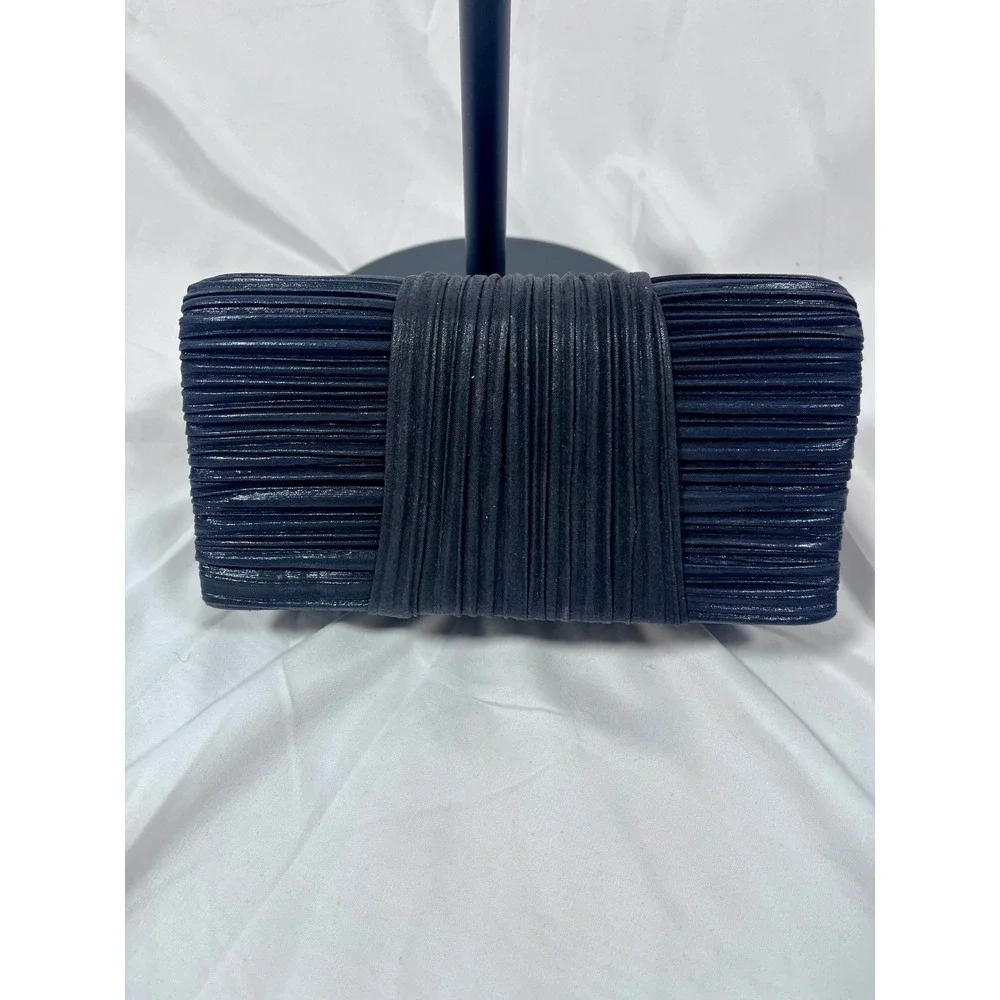 Black Pleated Clutch Crossbody Bag | Convertible Evening Handbag Chain Strap‎